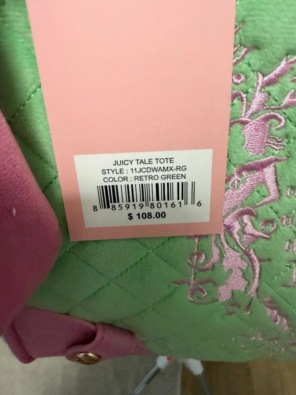 Juicy Couture Juicy Tale Retro Green Cherry Blossum Daydreamer Bag NWT - Picture 6 of 11